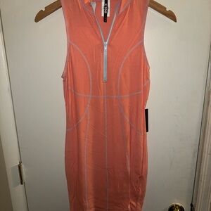 Orange Sleeveless Zip-Up Dress